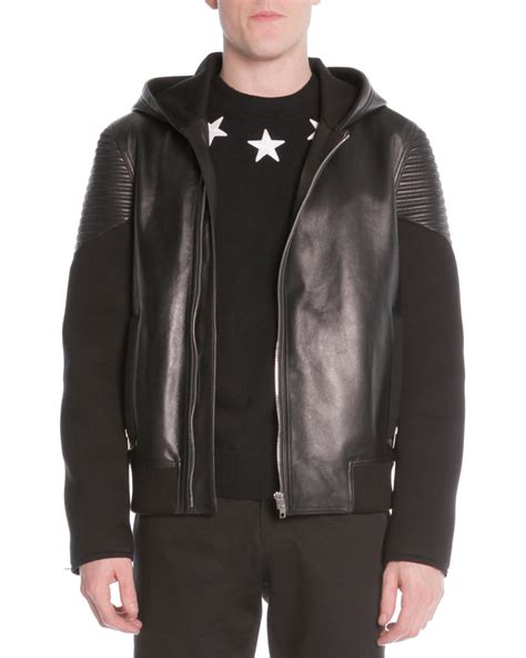 givenchy mixed-media motocross jacket|Givenchy Mixed Media Moto Jacket, Black .